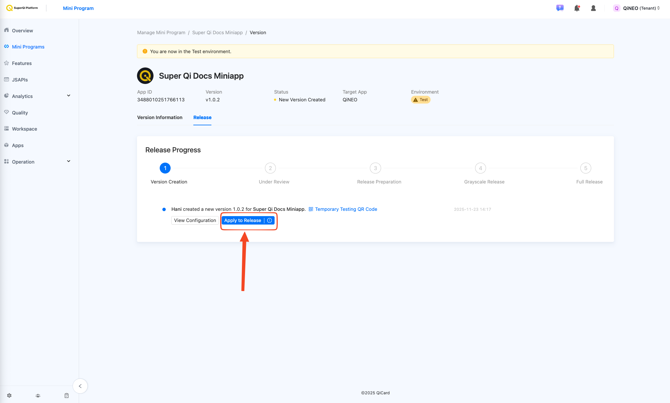 Apply Release Button