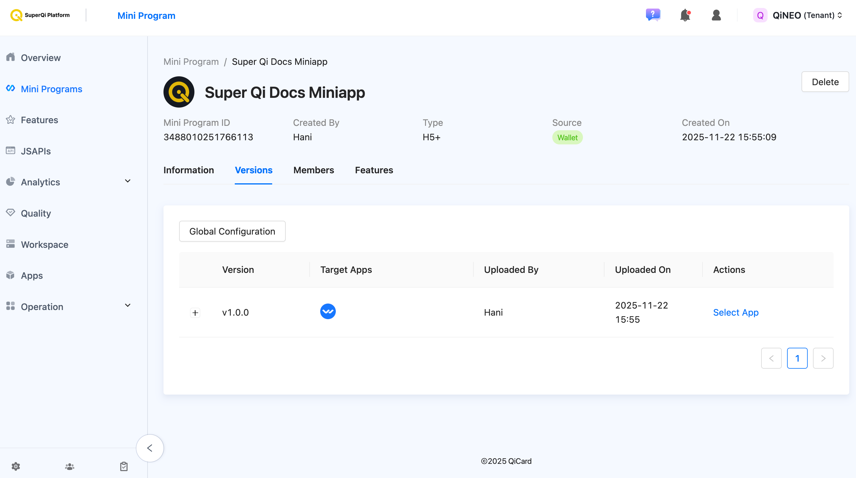 Miniapp Dashboard