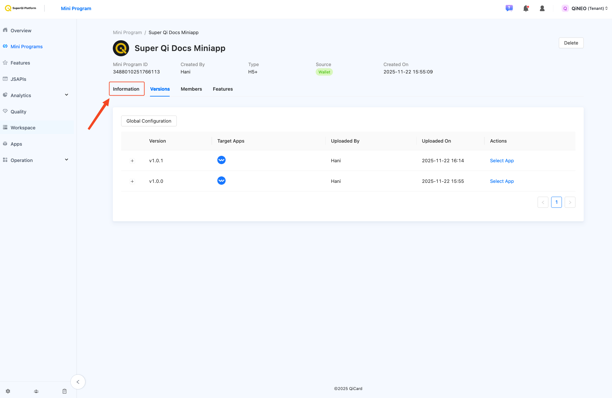 Miniapp Information