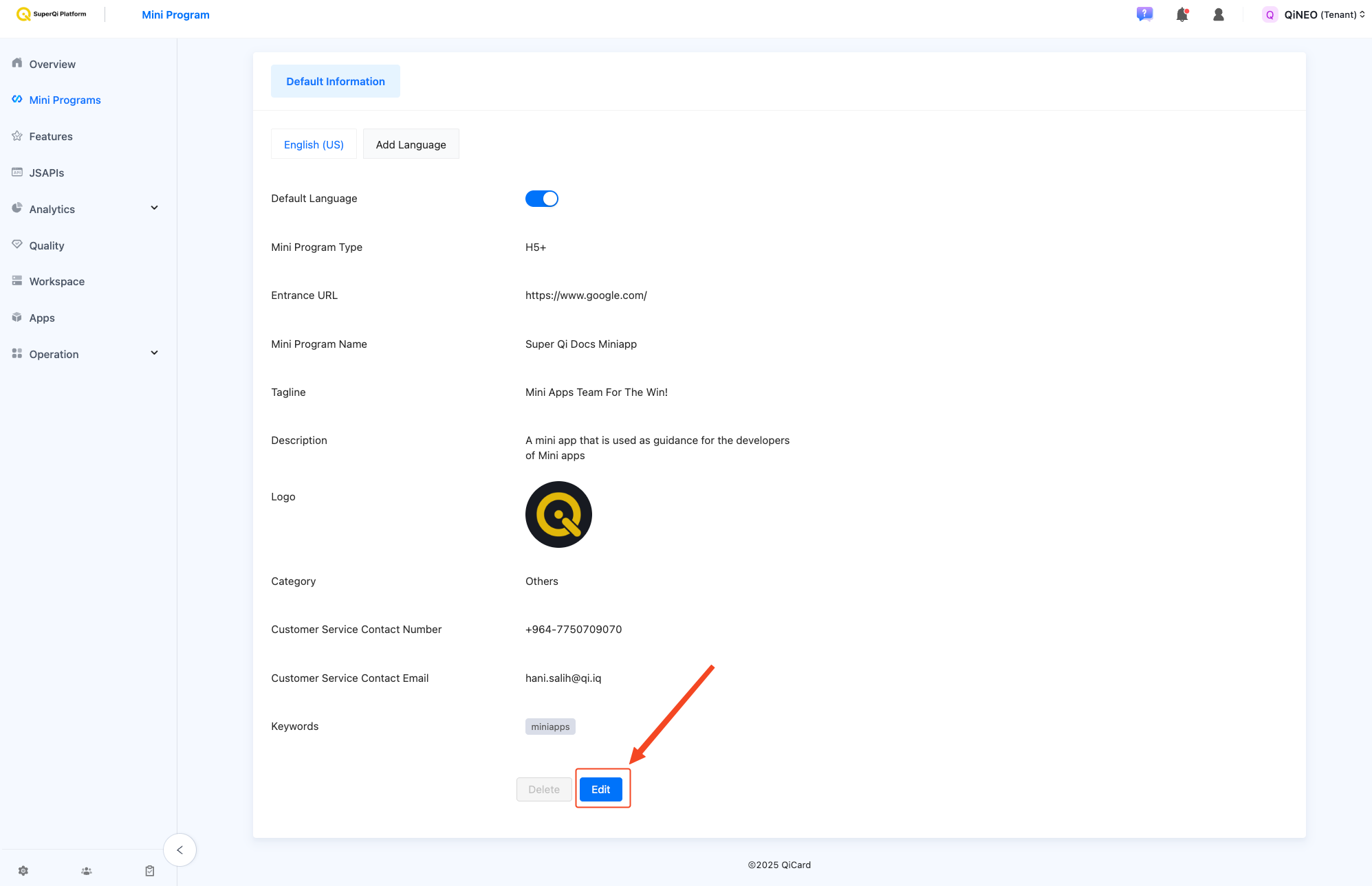 Edit Information