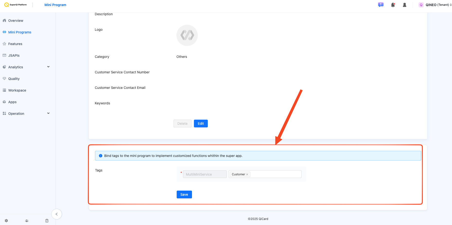 Miniapp Tag Selection