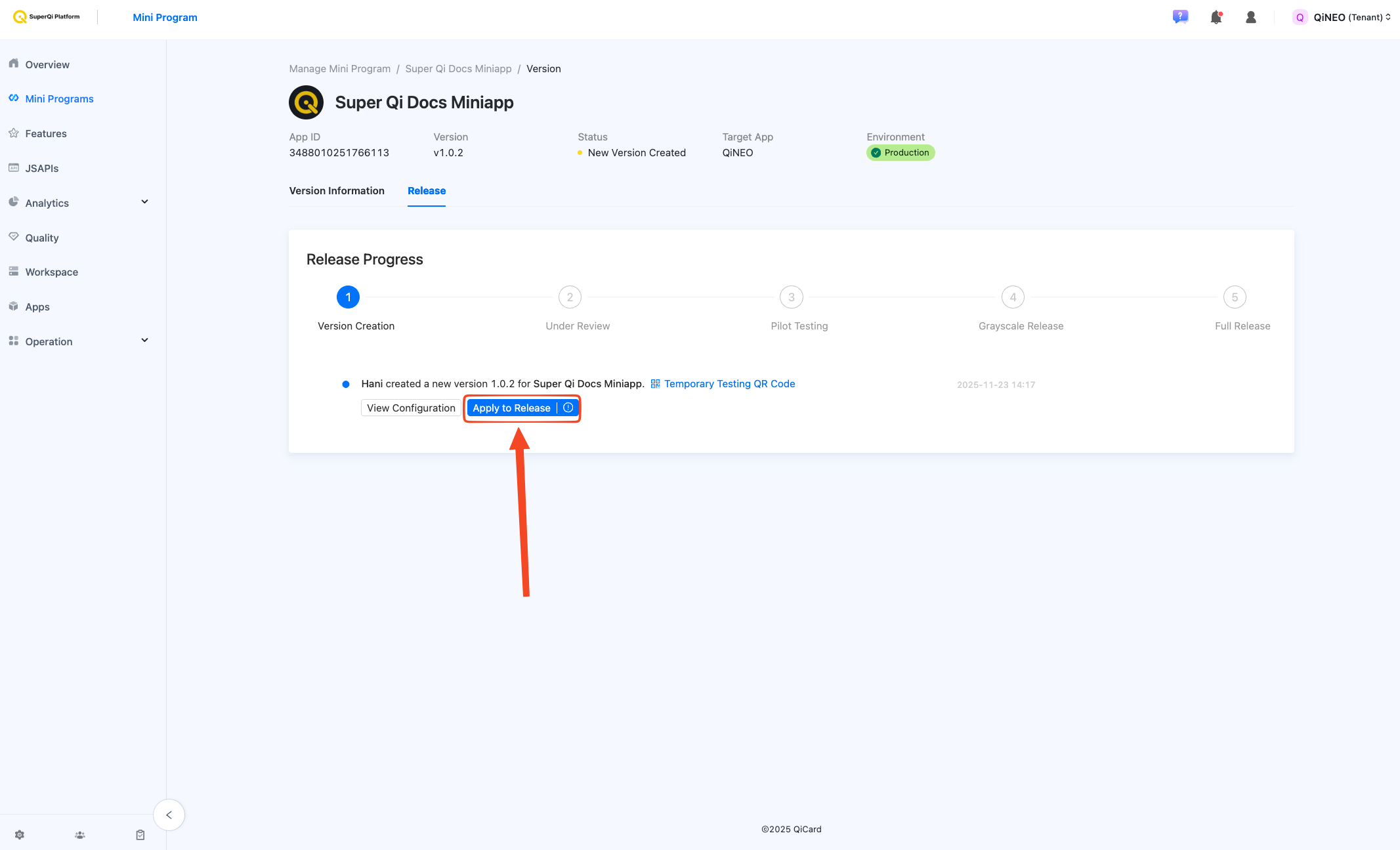 Apply to Release